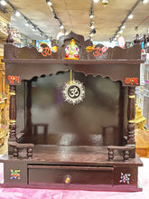 Load image into Gallery viewer, Hand-Painted Wooden Mandir - A117 (Classic Brown with Traditional Motifs)