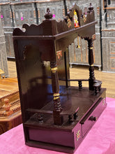 Load image into Gallery viewer, Hand-Painted Wooden Mandir - A117 (Classic Brown with Traditional Motifs)