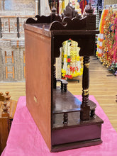 Load image into Gallery viewer, Hand-Painted Wooden Mandir - A117 (Classic Brown with Traditional Motifs)