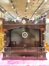 Load image into Gallery viewer, Hand-Painted Wooden Mandir - A118 (Dark Walnut with Hand-Painted Art)