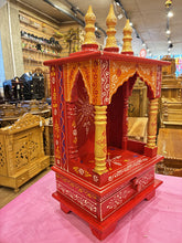 Load image into Gallery viewer, Hand-Painted Red Wooden Mandir - A106