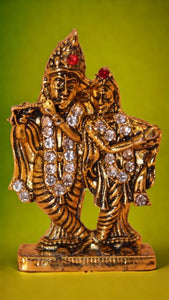 Radha Krishna Idol Showpiece Murti Gifts Home Decor (2.5cm x 1.5cm x 0.5cm) Gold