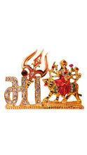 Load image into Gallery viewer, Goddess Ambaji Maa Durga Sitting Idol Statue Gold