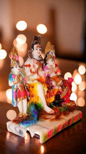 Shiv Parivar Shankar Parvati Ganesha Family Idol ( 0.5cm x 5.5cm x 3cm) Mixcolor