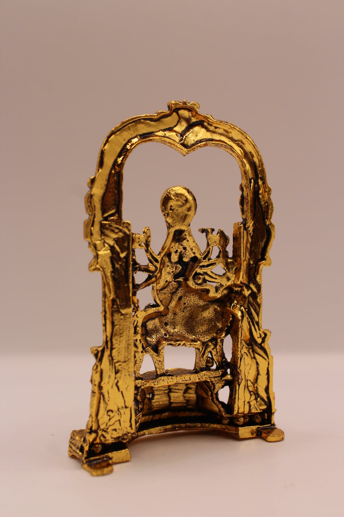 Ambe Maa Murti – Gold or Silver Finish Metal, 3.5 inch – Gold – back view
