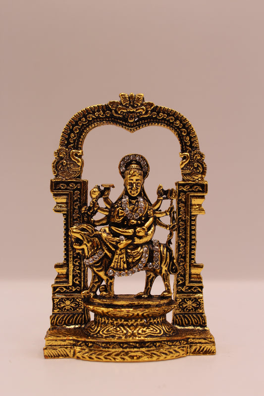 Ambe Maa Murti – Gold or Silver Finish Metal, 3.5 inch – Gold – front view