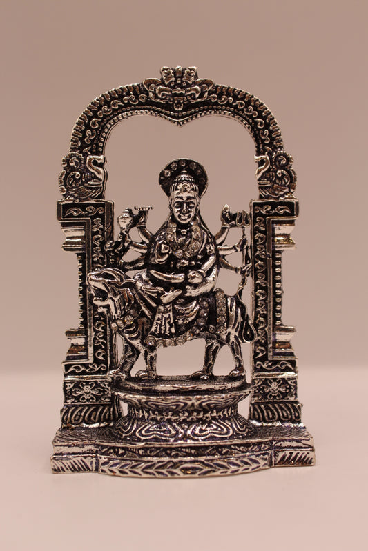 Ambe Maa Murti – Silver Finish Metal, 3.5 inch – front view