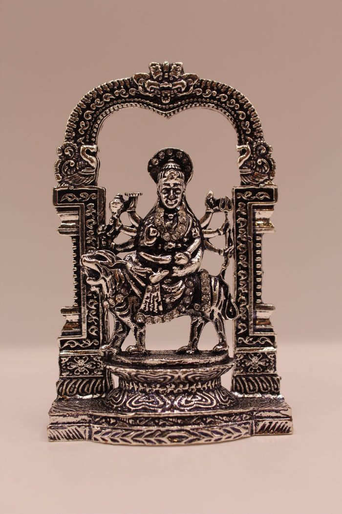 Ambe Maa Murti – Silver Finish Metal, 3.5 inch – front view