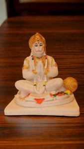 Lord Bahubali Hanuman Idol Bajrang Bali Murti (8cm x 6.5cm x 5.3cm) White