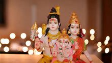 Load image into Gallery viewer, Shiv Parivar Shankar Parvati Ganesha Family Idol( 11cm x 8.5cm x 5.5cm) Mixcolor