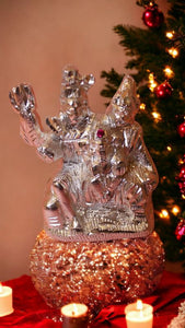 Silver Shiv Parivar Shankar Parvati Ganesha Family Idol (3.5cm x2.9cm x1.5cm)