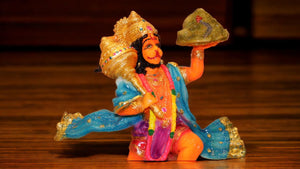 Lord Bahubali Hanuman Idol Bajrang Bali Murti (13cm x 8cm x 5.5cm) Orange