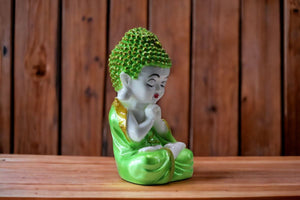 Buddha buddh buddha sitting medium Showpiece Home decore OrangeGreenGreen