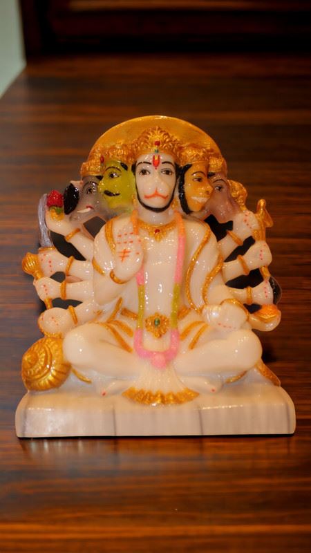 Lord Panchmukhi Hanuman Idol Bajrang Bali Murti (8cm x 6.5cm x 4cm) White