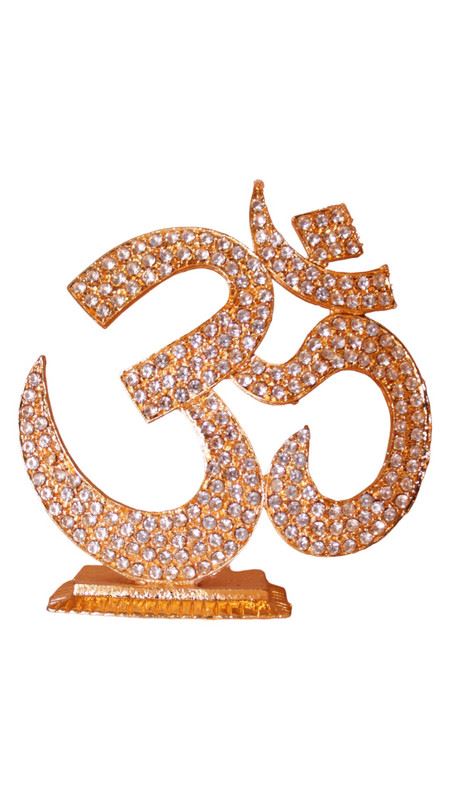Hindu Religious Symbol OM Idol for Home,Car,Office ( 3cm x 2.8cm x 0.8cm) Gold