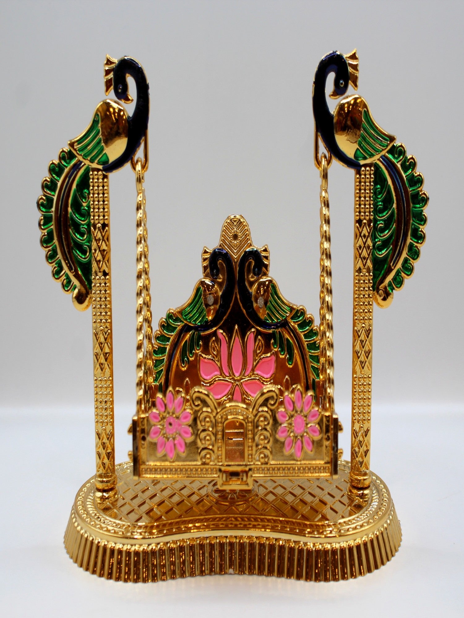 Bal Gopal Jhula 7 x 6 inch – Foldable, Green Peacock Posts