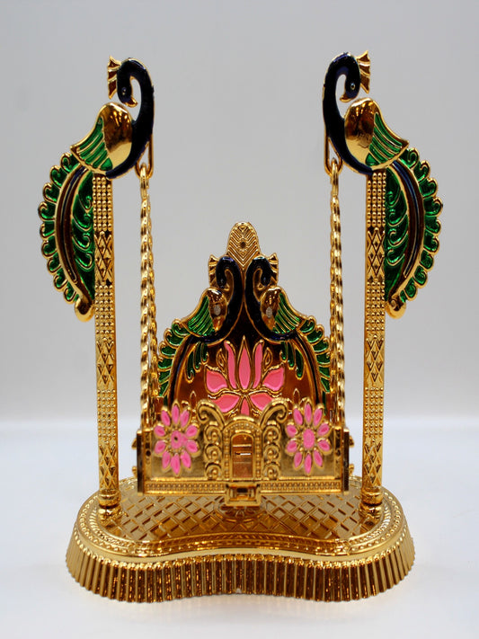 Bal Gopal Jhula 7 x 6 inch – Foldable, Green Peacock Posts