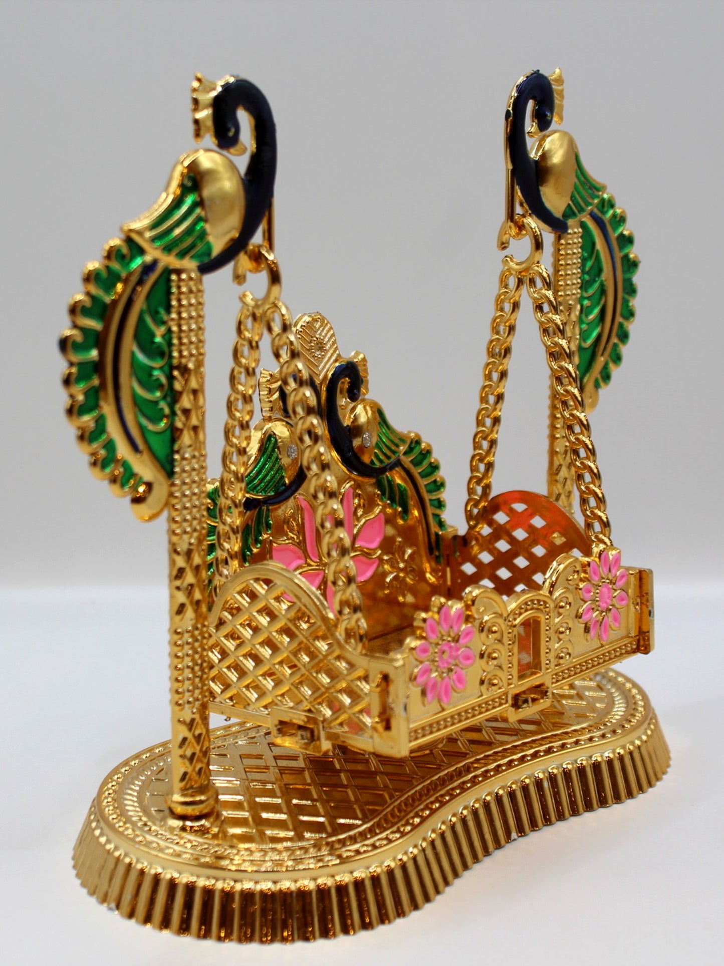 Bal Gopal Jhula 7 x 6 inch – Foldable, Green Peacock Posts