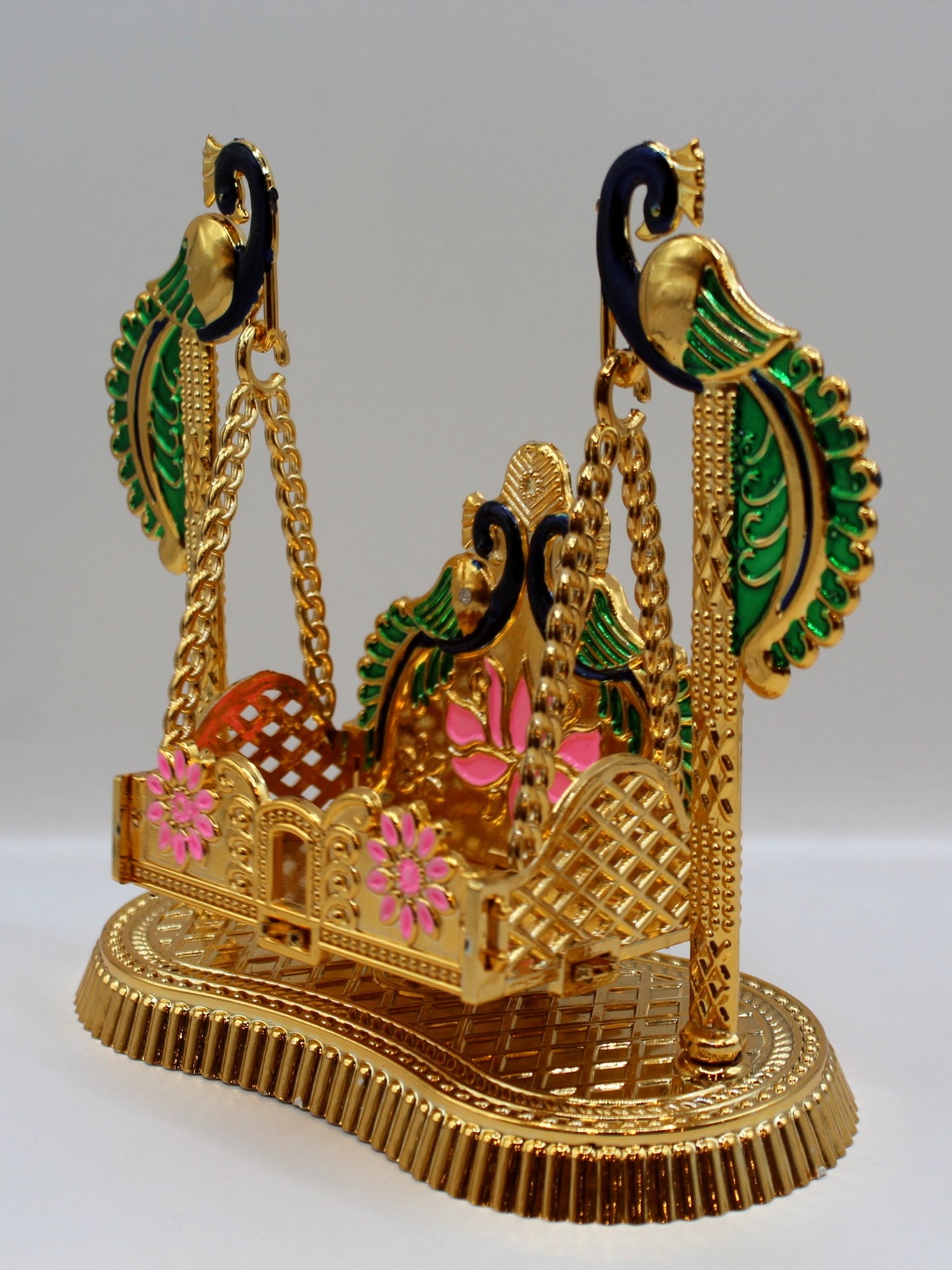 Bal Gopal Jhula 7 x 6 inch – Foldable, Green Peacock Posts
