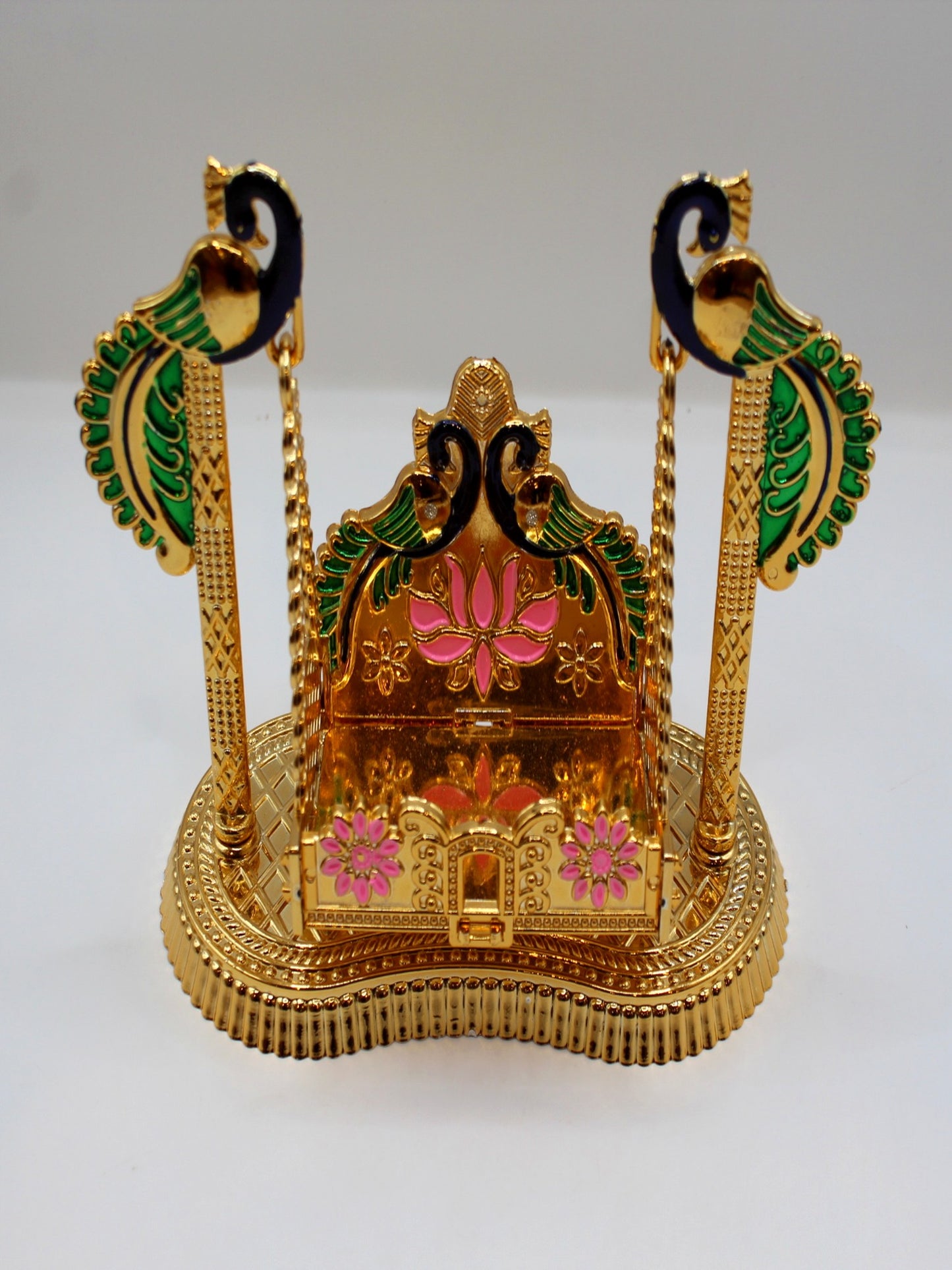Bal Gopal Jhula 7 x 6 inch – Foldable, Green Peacock Posts
