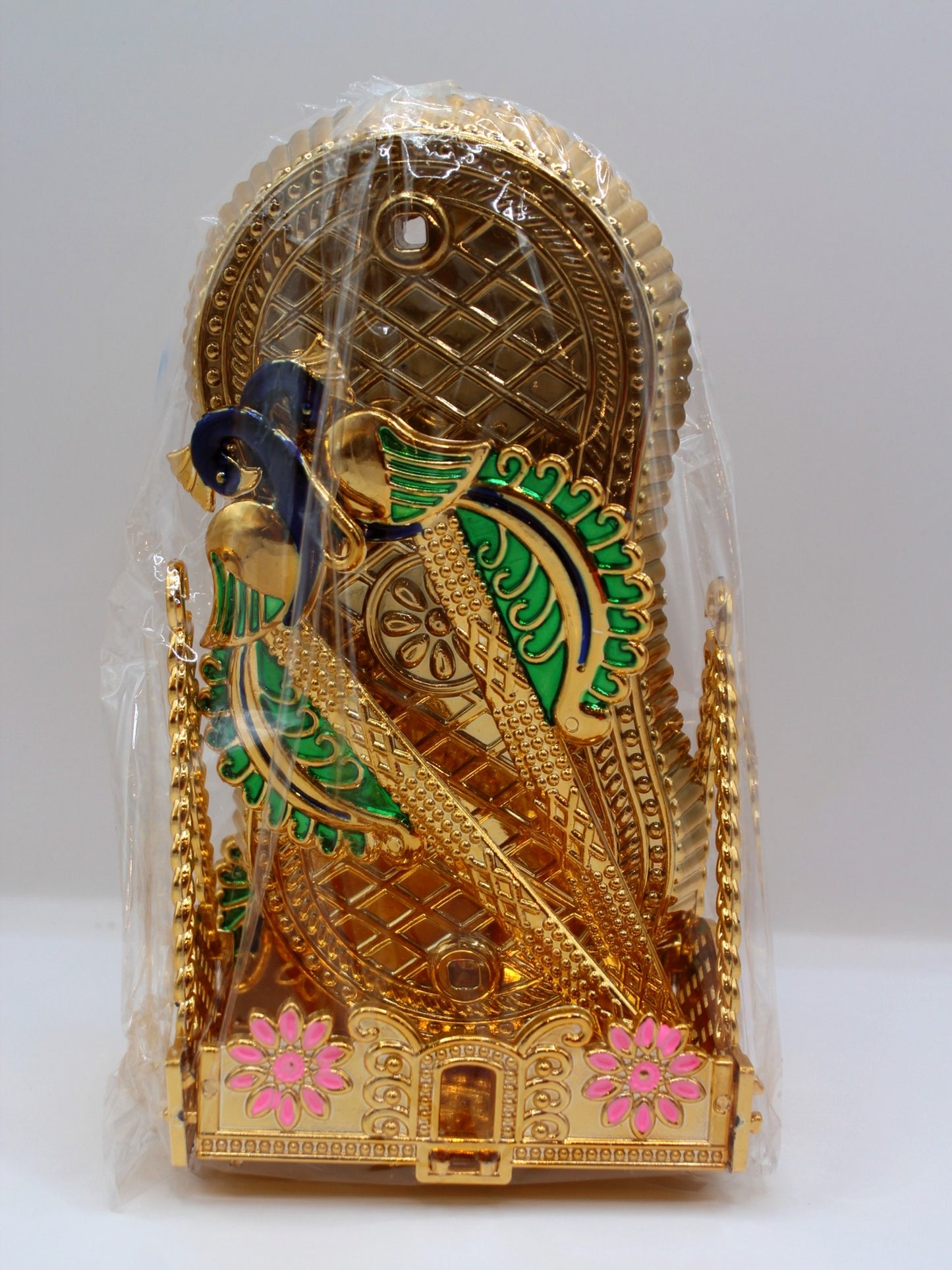 Bal Gopal Jhula 7 x 6 inch – Foldable, Green Peacock Posts