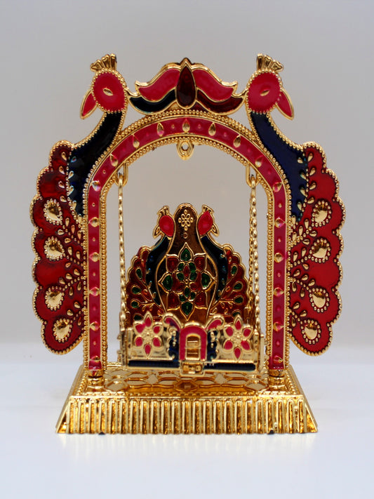 Bal Gopal Jhula 6 x 2.5 inch – Red & Navy Peacock Arch