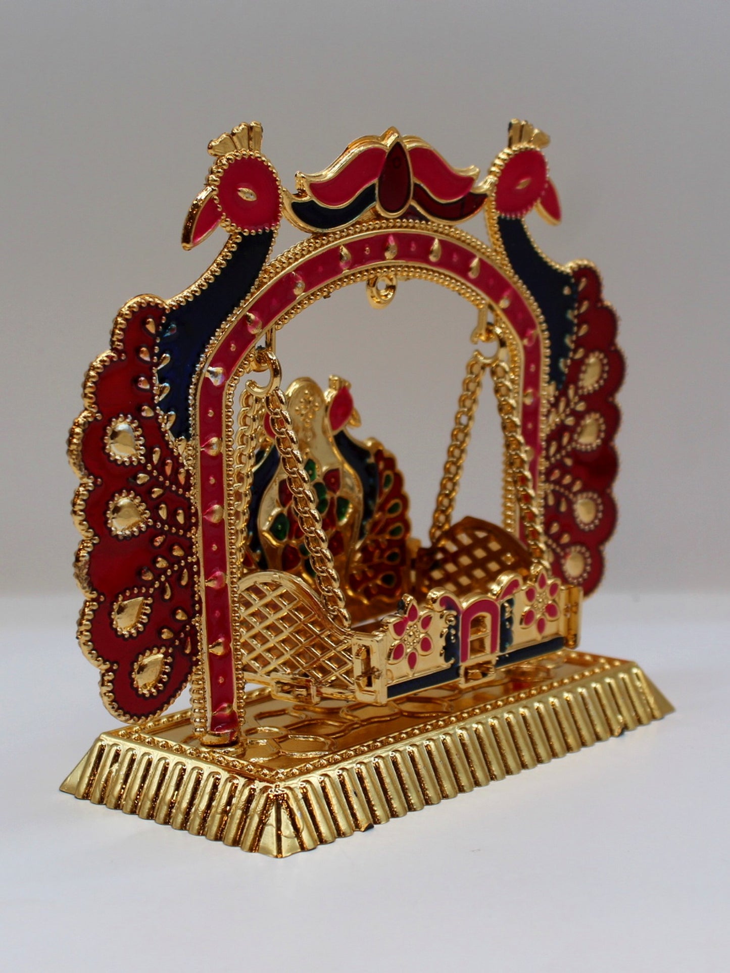 Bal Gopal Jhula 6 x 2.5 inch – Red & Navy Peacock Arch