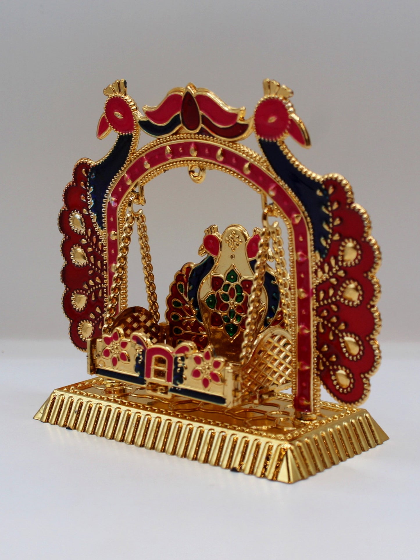 Bal Gopal Jhula 6 x 2.5 inch – Red & Navy Peacock Arch