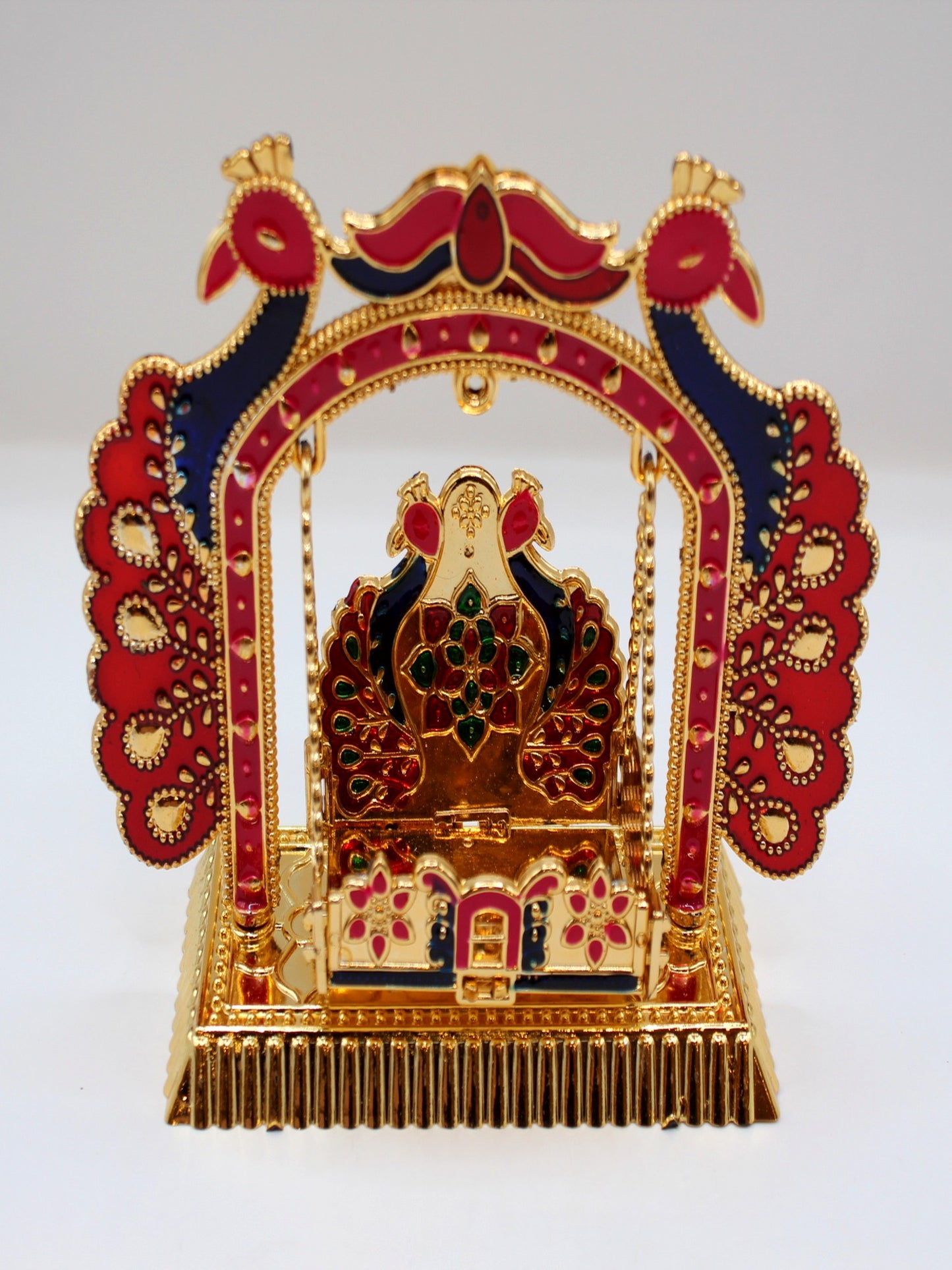 Bal Gopal Jhula 6 x 2.5 inch – Red & Navy Peacock Arch