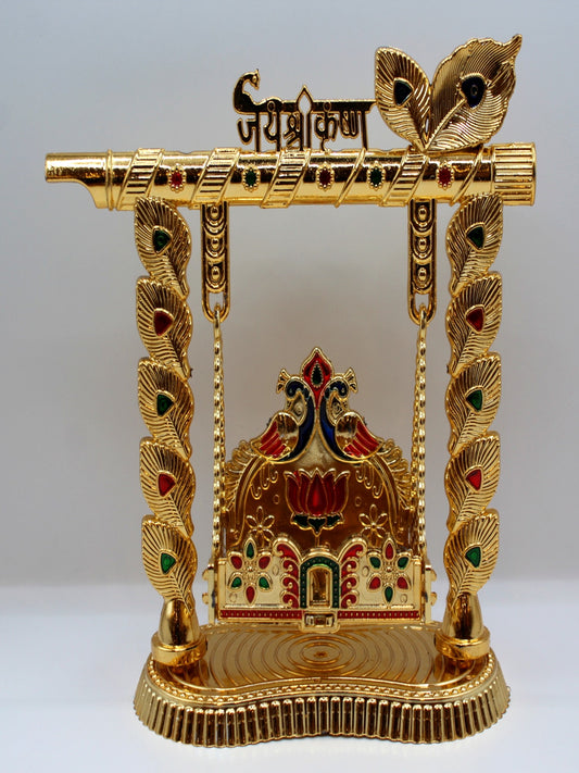 Bal Gopal Jhula 7.5 x 3 inch – Jai Shri Krishna, Flute & Feather