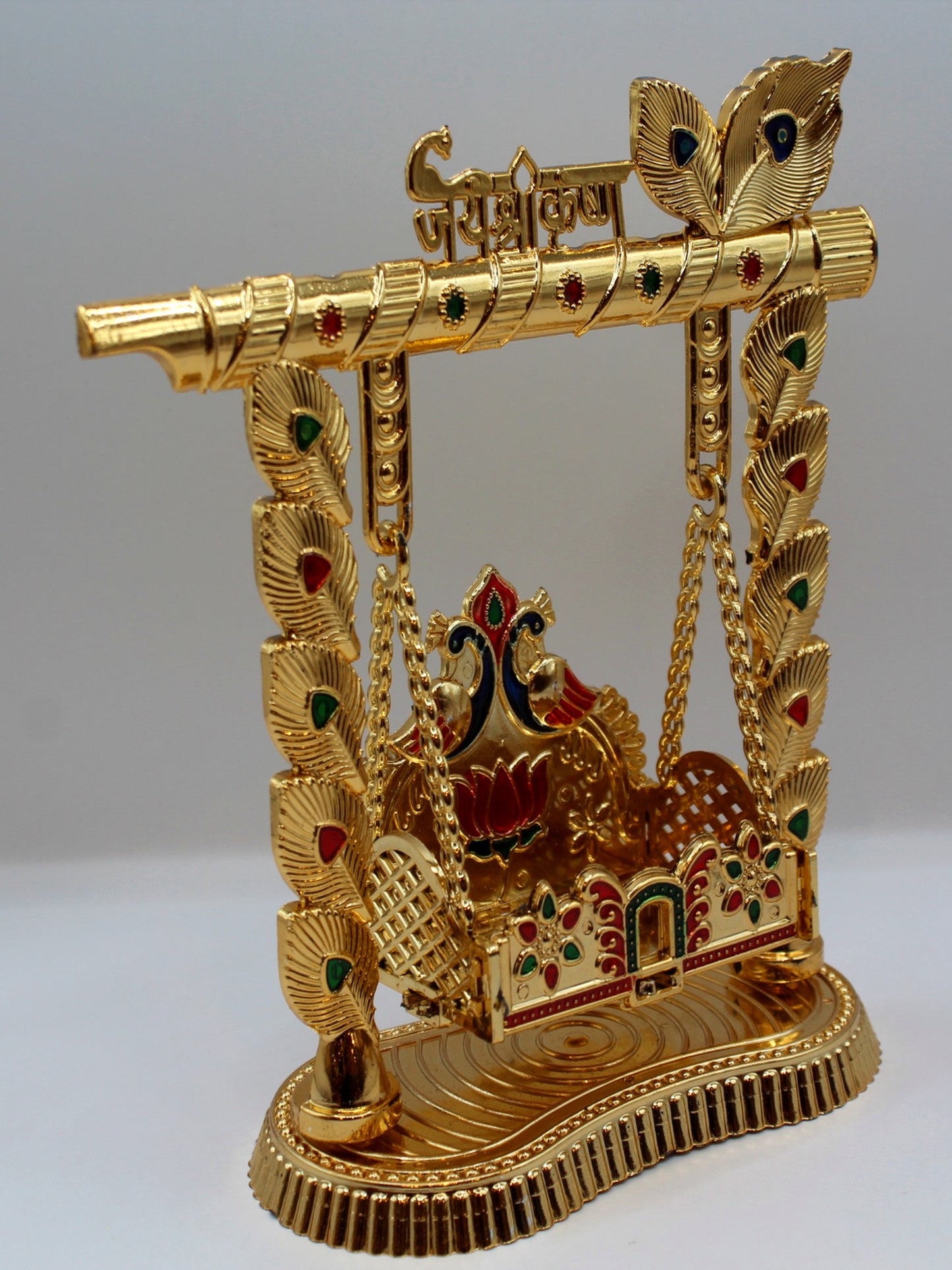 Bal Gopal Jhula 7.5 x 3 inch – Jai Shri Krishna, Flute & Feather