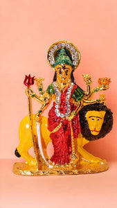 Goddess Ambaji Maa Durga Sitting Idol Statue Gold