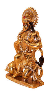 Lord Bahubali Hanuman Idol Bajrang Bali Murti (3cm x 1.9cm x 0.8cm) Gold