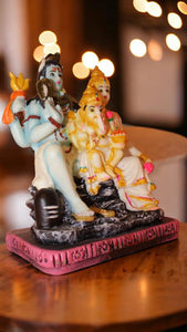 Shiv Parivar Shankar Parvati Ganesha Family Idol ( 8cm x 6cm x 4cm) Mixcolor