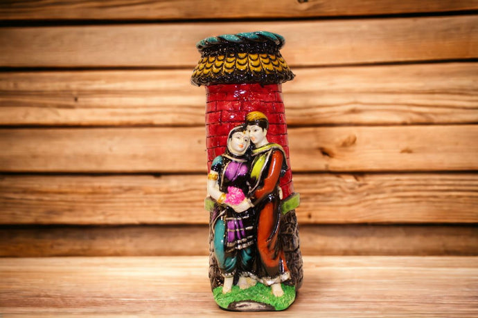 Artisan-Crafted Love Blooms: Handmade Couple Design Flowerpot Multicolor