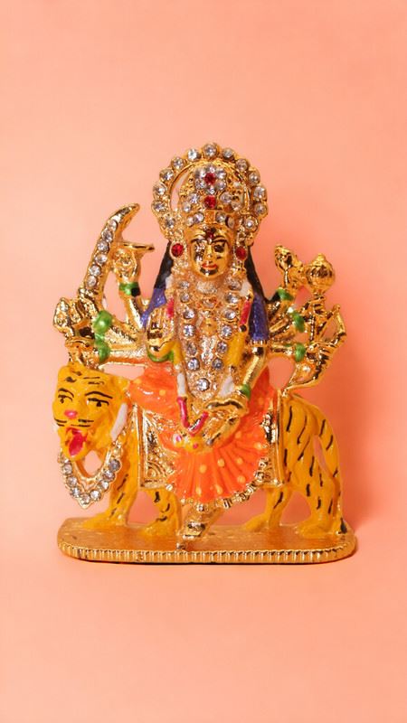 Goddess Ambaji Maa Durga Sitting Idol Statue Gold