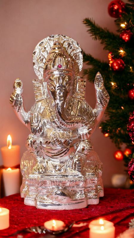 Ganesh Bhagwan Ganesha Statue Ganpati for Home Decor(5.5cm x 2cm x 1.5cm) Silver