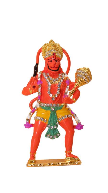 Lord Bahubali Hanuman Idol Bajrang Bali Murti (3.8cm x 2cm x 0.5cm) Orange