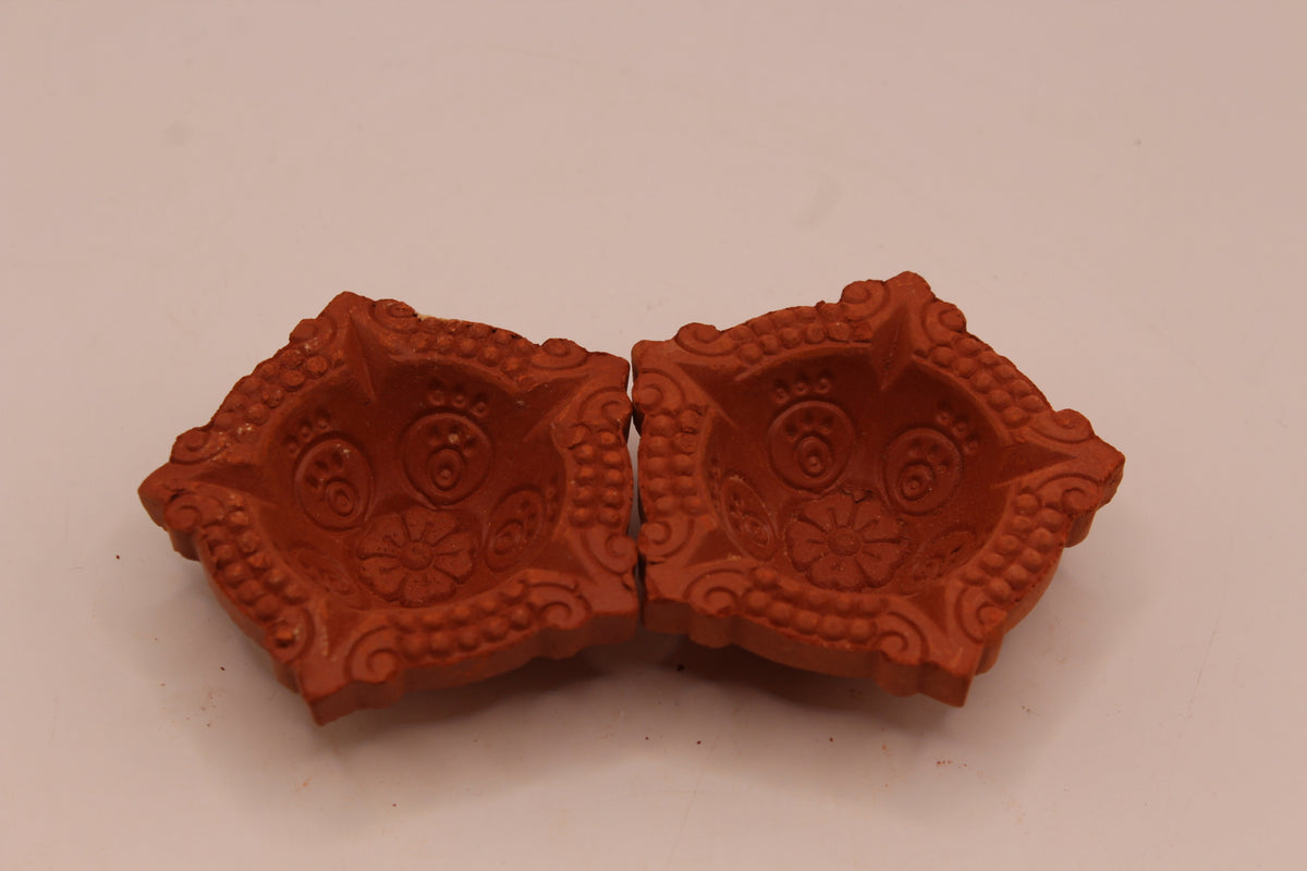 Five Face Star Shape clay diya, front