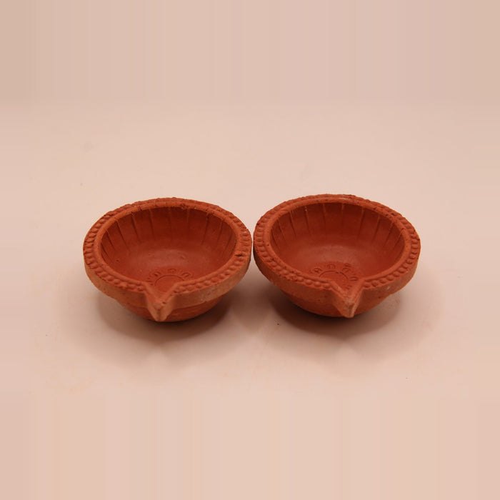 Lined clay diya, pack of 2