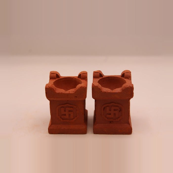 Tulsi kyara clay diya, pack of 2