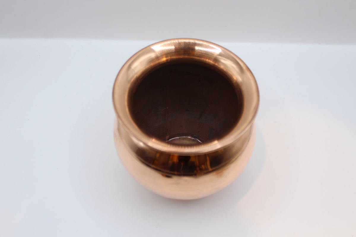 Copper lota, inside view