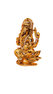 Ganesh Bhagwan Ganesha Statue Ganpati for Home Decor(3cm x 2cm x 0.8cm) Gold