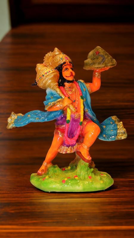 Lord Bahubali Hanuman Idol Bajrang Bali Murti (13cm x 8cm x 5.5cm) Orange