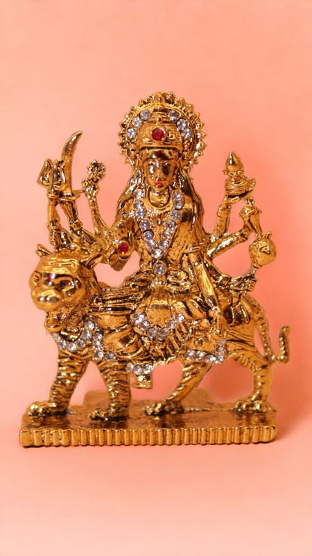 Goddess Ambaji Maa Durga Sitting Idol Statue Gold