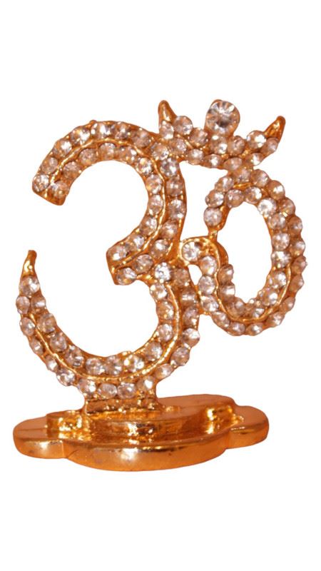 Hindu Religious Symbol OM Idol for Home,Car,Office (1.5cm x 1.5cm x 0.5cm) Gold