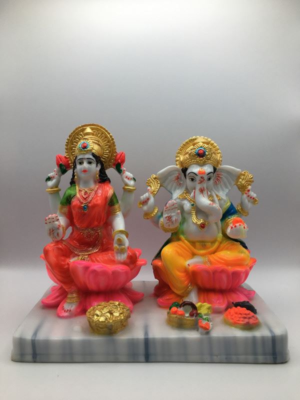 Sarswati Laxmi Hindu God Hindu God Laxmi and Sarswati fiber idolColorful