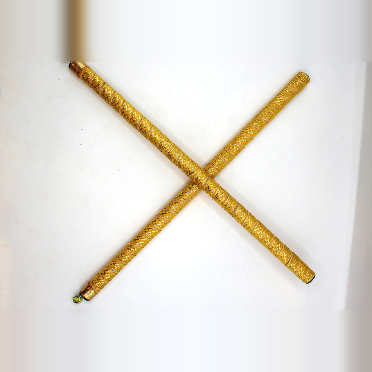 Dandiya Sticks – Multicolour and Gold Ribbon Style, Pair, 15 inch