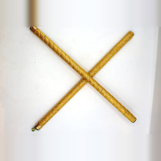 Dandiya Sticks – Multicolour and Gold Ribbon Style, Pair, 15 inch