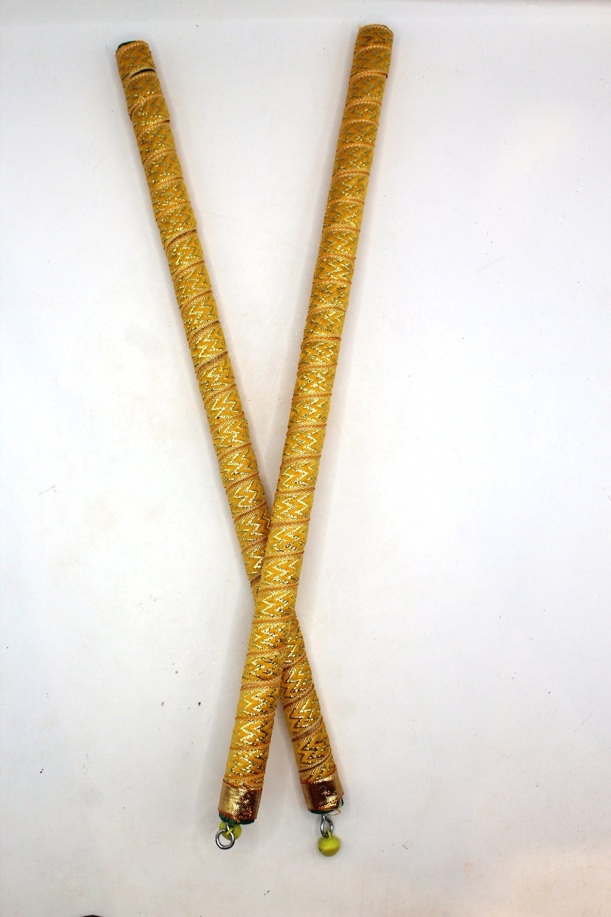 Dandiya Sticks – Multicolour and Gold Ribbon Style, Pair, 15 inch